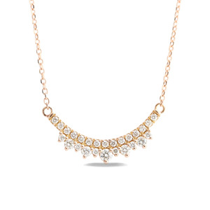 Collar de Diamantes Cultivados en Laboratorio con Barra Curva en Oro Rosa - Product Image 1