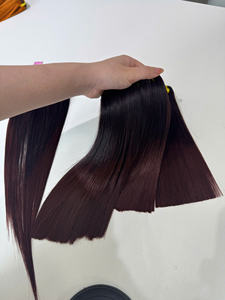 Prix de gros 100% brut vierge vietnamien humain dentelle perruque trame os droite foncé couleur raisin Super Double Drawn Extensions de cheveux - Product Image 6