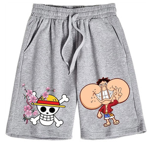 Shorts Bermuda pour Homme Gris 100% Coton Écologique Imprimé Personnage Taille Élastique Séchage Rapide Respirant Décontracté Été - Product Image 1