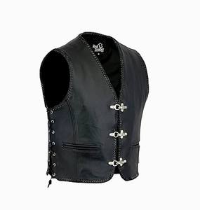 Chaleco de Motociclista de Cuero Negro para Hombre, Diseño de Diseñador, Reversible, Transpirable, Corto, para Otoño, Tallas de la S a la 3XL - Product Image 1