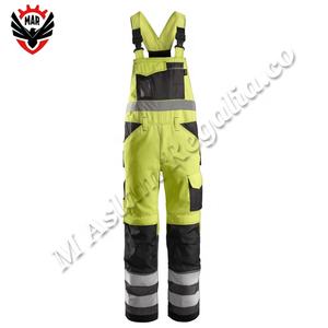 Pantalones con pechera de trabajo de alta visibilidad Traje de seguridad de cuero impermeable con características reflectantes Ropa de trabajo protectora - Product Image 5
