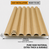Panneau mural rainuré en WPC de 150 mm |   Revêtement intérieur décoratif imperméable