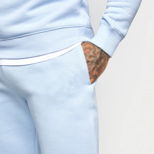 Ensemble de survêtement bleu clair à capuche pour homme, couleur unie, coupe décontractée, ensemble de jogging décontracté pour homme - Product Image 3