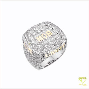 Luxury 925 Sterling Silver Lab Grown Diamond Bold Square Top Statement <b>Ring</b> <b>Crystal</b> Look Details For Retailers - Product Image 2
