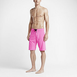 Shorts de bain décontractés roses unis pour hommes, taille mi-haute avec cordon de serrage, séchage rapide, fabriqués au Pakistan - Product Image 5