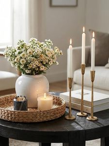 Ensemble de 3 chandeliers en fer doré, chandeliers en fer forgé lourd, support décoratif pour bougies, chandelier vintage - Product Image 2