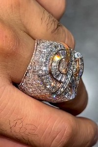 High Quality Luxury Baguette Dollar Sign 925 <b>Silver</b> Hip Hop <b>Men</b> Custom Moissanite Diamond <b>Ring</b> - Product Image 3
