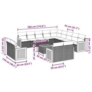 Conjunto de Sofás de Jardín en Negro y Crema - Product Image 3