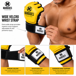 Gants de boxe et d'arts martiaux en cuir PU respirant à demi-doigts, personnalisables avec logo OEM, sérigraphiés de haute qualité - Product Image 5