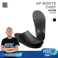 AP Chef Hitam Waterproof <b>Slip</b>-<b>On</b> Kitchen Shoes-<b>Slip</b> Resistant Rubber Work Shoes for Chefs - Product Image 2