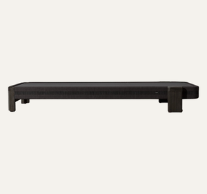 Chaise longue d'extérieur en teck massif de haute qualité, moderne, noire, avec dossier réglable, durable, résistante aux intempéries, style minimaliste - Product Image 3