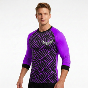 Maillot de sport pour homme à manches longues, imprimé, en polyester respirant, coupe ajustée, col rond - Product Image 6
