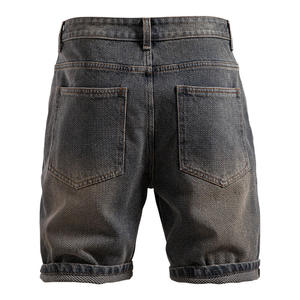 Pantalones Cortos Bermuda de Mezclilla Lavada de Cintura Alta para Hombre, Estilo Casual con Botones, de Algodón y Lona, Color Sólido, Transpirables - Product Image 2