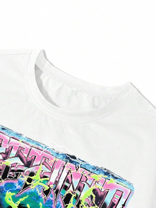 ชุดเสื้อยืดและกางเกงลายหัวกะโหลกสำหรับผู้ชายไซส์ใหญ่ สไตล์สตรีทแฟชั่น ชุดฤดูร้อน ผ้าโพลีเอสเตอร์ถักพิมพ์ลายแบบซับลิเมชั่น - Product Image 3