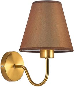 Lampe murale décorative en tissu marron, décoration de Noël, applique murale de luxe en laiton, lampe de lecture LED, veilleuse douillette - Product Image 1