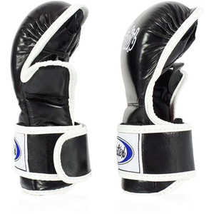 New High Quality Adjustable Strap Grappling Half Fingers Open Plam Pro Leather MMA Gloves Training & Sparring Gear Muay Thai - Product Image 4