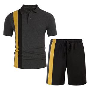 Nouvel ensemble short et polo pour homme, personnalisé avec logo, haute qualité, été, grande taille, décontracté, uni, respirant, 100 % polyester - Product Image 1
