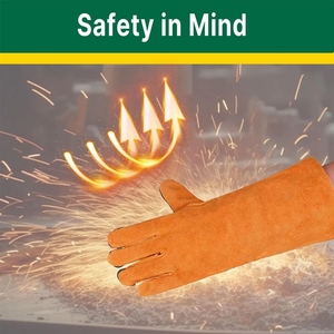 Gants de soudage en cuir de vachette de qualité supérieure, résistants à la chaleur et aux étincelles, antistatiques, pour four, boulangerie, barbecue - Product Image 3
