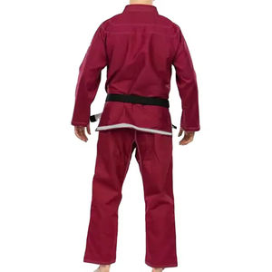 Uniforme de Karate Color Granate al por Mayor, Traje de Entrenamiento de Artes Marciales con Cuello en V, Kimono con Cinturón Negro, Ropa Deportiva para Práctica de Judo y Taekwondo, Personalizable - Product Image 4