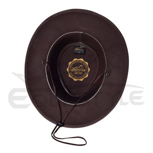 Sombrero Australiano Color Marrón Chocolate Oscuro, 100% Cuero Vacuno, con Logotipo Personalizado Impreso en el Interior, Unisex, para Viajes y Uso Diario - Product Image 2