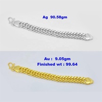 Bracelet Classique de Mariage pour Homme en Argent Plaqué Or 24K de Haute Qualité, 16mm, Idéal pour les Fêtes - Vente en Gros