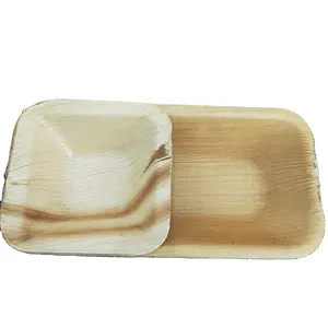 COCO-ECO BRAND SUPPLIER VIETNAM NATURAL ARECA PALM LEAF PLATE DISPOSABLE DISHES BIODEGRADABLE PALM LEAF DINNERWARE WOODEN PLATES