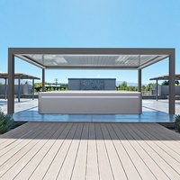 Gazebo de jardin extérieur à toit rigide avec structure en aluminium finition charbon et couverture à lames orientables imperméable pour la détente dans la cour arrière