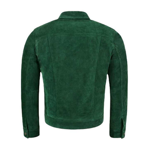 Wholesale 2025 New Design Men's Suede <b>Trucker</b> <b>Jacket</b> With New Fashion Shirt Style Real Leather <b>Jacket</b> For Man - Product Image 2