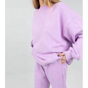 Women Crew Neck Sweatsuit <b>Hoodie</b> Jogger Set Fleece Warm Athletic Workout Gym <b>Running</b> Activewear Two Piece Outfit 100% Cotton - Product Image 4