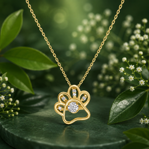 Colgante de Diamante Cultivado en Laboratorio con Diseño de Huella de Pata para Mujer, Oro 10K 14K 18K, Plata 925 935, Joyería Fina - Product Image 1