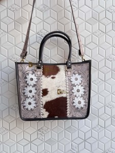 Nuevo Bolso Tote de Piel de Vaca Auténtica, Elegante Bolso de Cuero con Pelo, Tallado a Mano, Multiusos para Mujer - Product Image 5