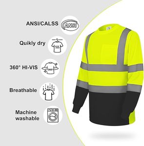 Vêtements de travail haute visibilité, chemise de sécurité à manches longues pour hommes, jaune et noir, polyester, certifiée CE, bandes réfléchissantes - Product Image 2