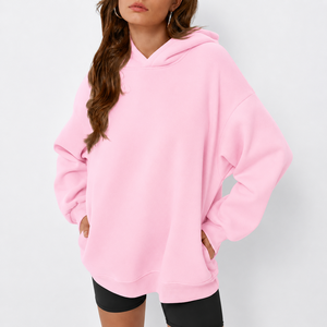 Sudadera con Capucha Oversize para Mujer, Hombros Caídos, Logotipo Personalizado, Color Sólido, Estilo Casual, Fabricante Mayorista - Product Image 5