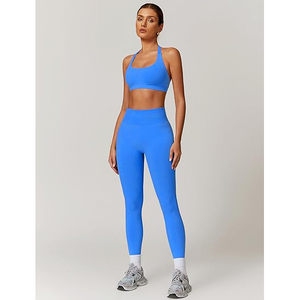 Ensemble de yoga pour femme : Soutien-gorge de sport à bords découpés au laser, Legging taille haute, Dos nageur à bretelles, Transition sans couture en Nylon Spandex - Product Image 3