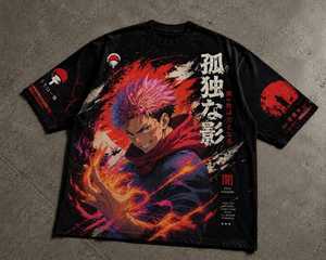 Camiseta de Anime Japonés Personalizada, 100% Algodón, Cuello Redondo, Manga Corta, Corte Holgado, Anti-Pilling, Informal, Marca Privada, Ropa OEM - Product Image 1