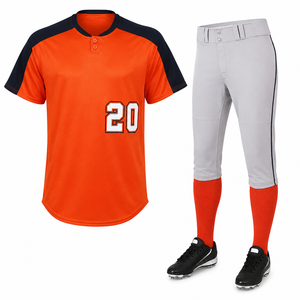 Ensemble d'uniformes de baseball personnalisés 100 % polyester, imprimé par sublimation, taille élastique, motif 3D, logo personnalisé sur le devant, séchage rapide, respirant - Product Image 2