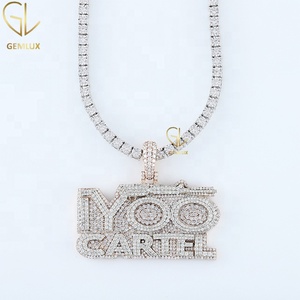 High Quality Iced Out Pass Diamond Tester VVS Moissanite Diamond HipHop Letter Name Tennis Chain Necklace Pendant For Rapper - Product Image 4