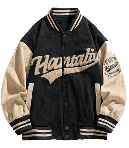 SBEA IMPEX <b>Men's</b> Faux <b>Suede</b> Varsity <b>Jacket</b> Vintage Letterman Baseball Bomber Loose Fit Long Sleeve Casual Streetwear Winter - Product Image 1
