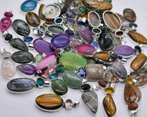 จี้ห้อยคอทำมือประดับพลอยหลากชนิดชุบเงินแท้ 925 สไตล์วินเทจใหม่ เครื่องประดับทองเหลืองชุบเงิน - Product Image 3