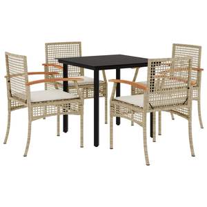 Juego de Comedor para Jardín en Beige, Negro, Crema y Blanco - Product Image 2