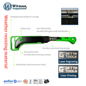 GETTA TOOLS M500 Industrial Grade Agriculture Tool Bush Sickle Billhook Brush Hook SK5 <b>Blade</b> <b>Sharpened</b> Edge Nylon Fiberglass TPR - Product Image 3