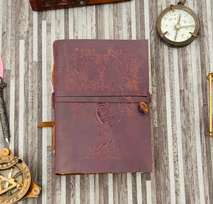 Embossed Leather Grimoire <b>Journal</b> - Blank <b>Book</b> of Shadows, Wiccan Spellbook - Product Image 2