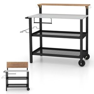 Carrello da Cucina con Ruote, Tavolo Pieghevole e Ganci - Product Image 3