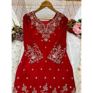 Conjunto de traje de fiesta de diseñador para mujer con trabajo de bordado pesado - Product Image 5