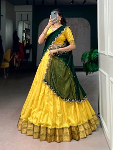 TENNECY Traditional Zari Weaving Work Women's Wedding Diwali Blouse Cotton Silk Lehe Quick Dry Wrinkle Free Gujarat All Seasons - Product Image 4
