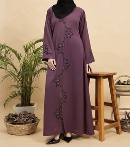 Best Selling Beautiful Dubai Women Abaya Traditional Islamic Muslim Clothing & Accessories Floor Length <b>Long</b> Sleeves Front Open - Product Image 3