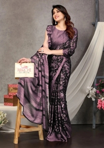 Sari en rayonne et georgette imprimé floral traditionnel pour femme K V International, idéal pour les fêtes, réversible et infroissable - Product Image 4