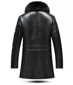 Chaqueta de cuero de piel para hombre hecha a medida, chaqueta larga con cuello levantado, servicio OEM informal, revestimiento teñido liso, invierno, novedad de 2024 - Product Image 2