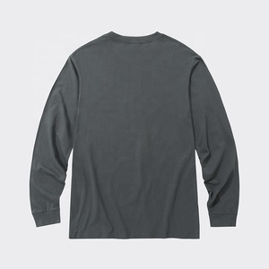 230gsm 100% Cotton Unisex Long Sleeve Crew Neck T-shirt Men's OEM Lounge Shirt Women's Solid Color Casual Tee for Everyday Wear - Product Image 6