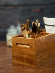 Handmade Single-Tier Rustic Wooden Spoon Holder Natural Acacia Mango Wood Stand Type <b>Kitchen</b> Tools Storage <b>Rack</b> Made in India - Product Image 3